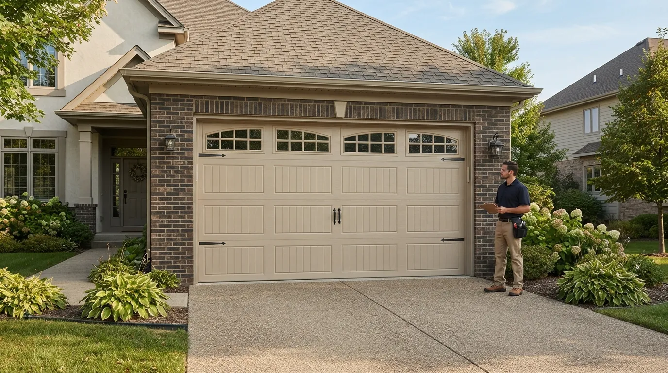 New residential garage door installed on a Coppell Texas home
